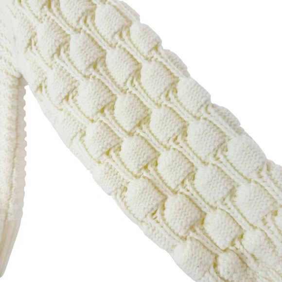 NEW Elodie Basketweave Sleeve Pullover Knit Oversized Sweater Ivory Size S - Picture 5 of 8
